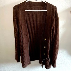 Target brown knit button down cardigan. Woman’s size medium. Long sleeve